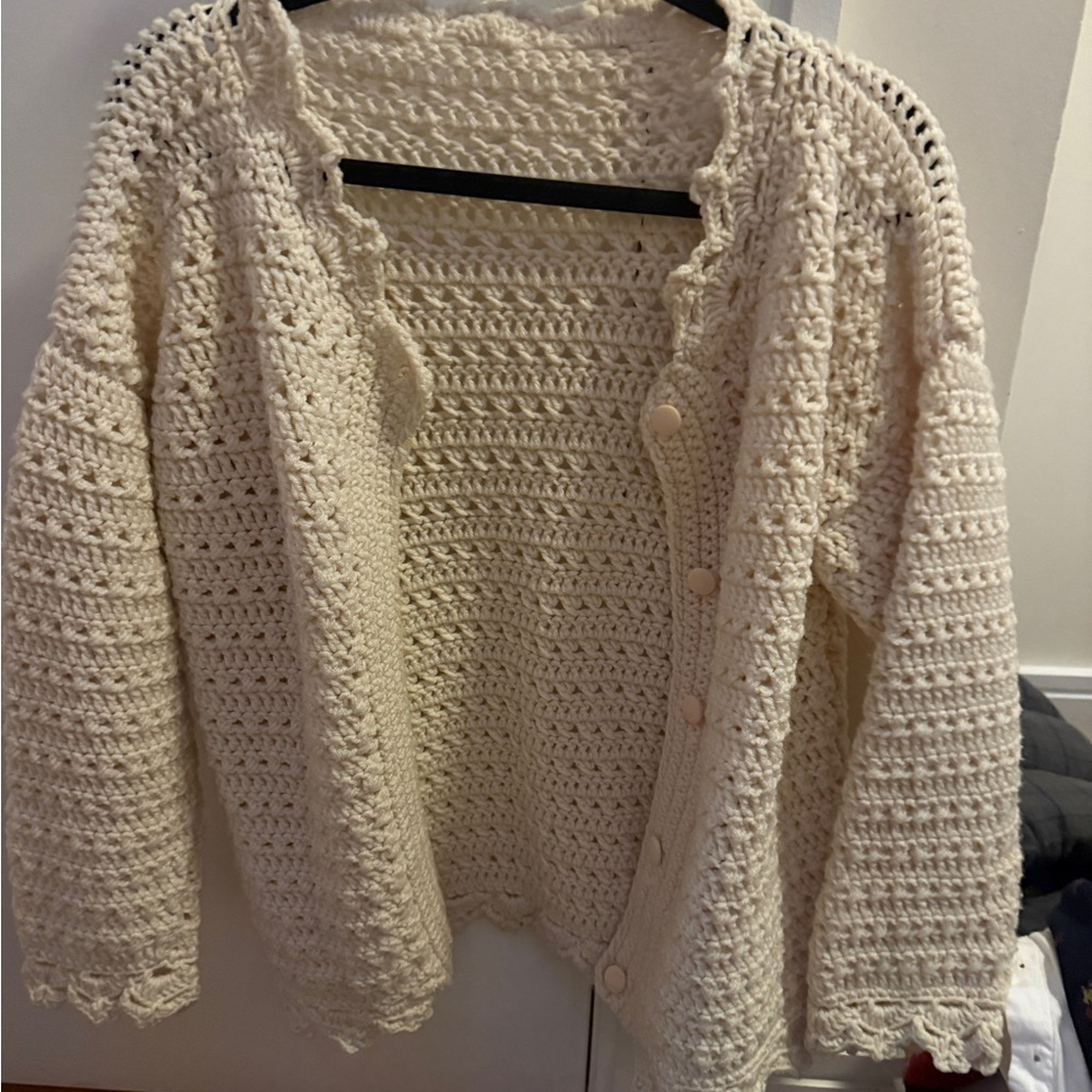 Cream Crochet Women's Sweater